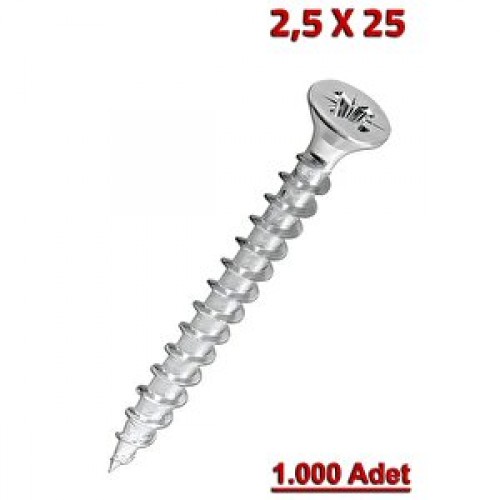 Sunta Vidası (2,5x25 mm, 1.000 Adet) Meridyen