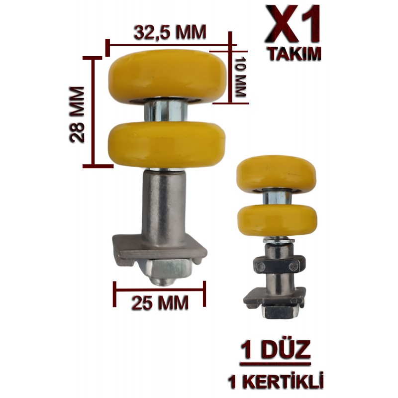 Cam Balkon Tekeri Sarı (1 Takım)