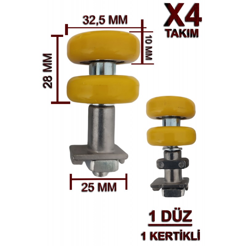 Cam Balkon Tekeri Sarı (4 Takım)