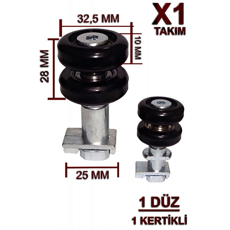 Cam Balkon Tekeri Siyah (1 Takım)