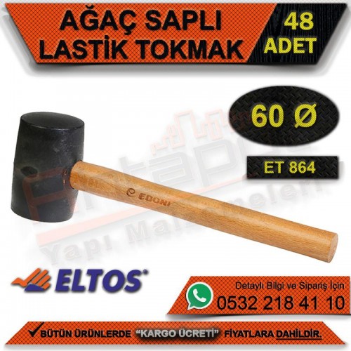 Edoni Et864 Ağaç Saplı Lastik Tokmak 60 Mm (48 Adet)