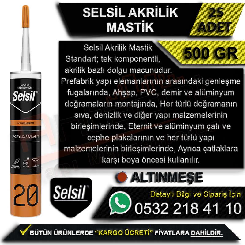 Selsil Akrilik Mastik 500 Gr Altınmeşe (25 Adet)