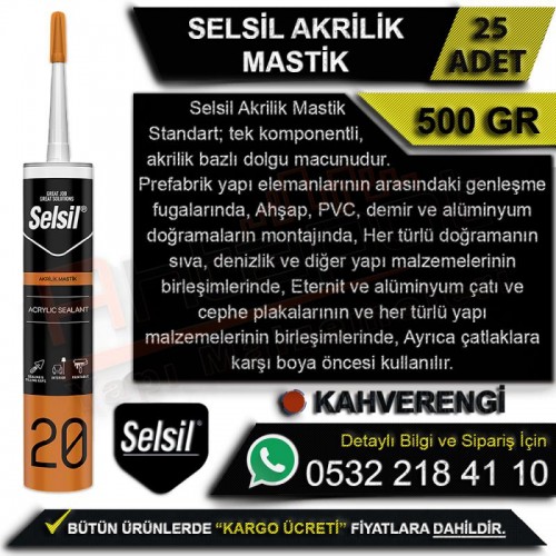 Selsil Akrilik Mastik 500 Gr Kahverengi (25 Adet)