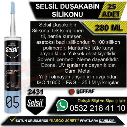 Selsil Duşakabin Silikonu 280 Ml Şeffaf (25 Adet)