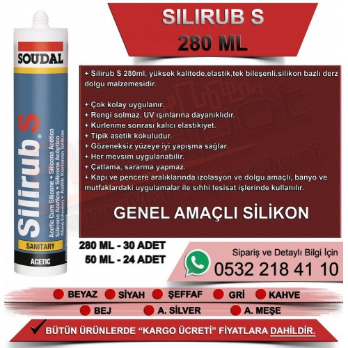 Soudal Silirub S Silikon Genel Amaçlı Silikon Bronz 280 ML (30 Adet)