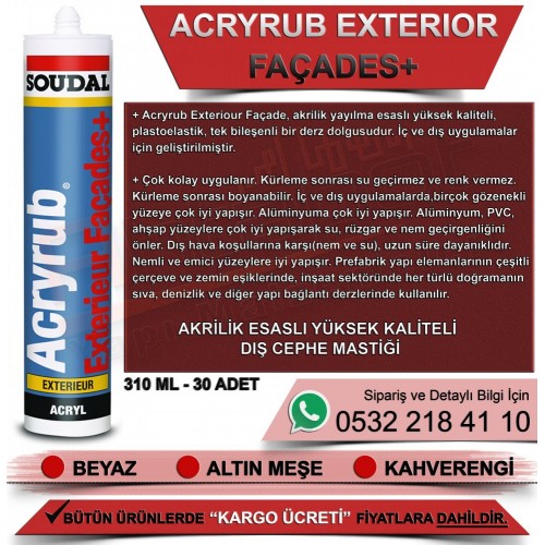 SOUDAL Acryrub Exterior Dış Cephe Mastiği (310ml, Altınmeşe, 310ml)