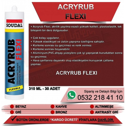 SOUDAL Acryrub Flexi Boyanabilir Mastik (Bronz, 310ml, 30’lu Koli)