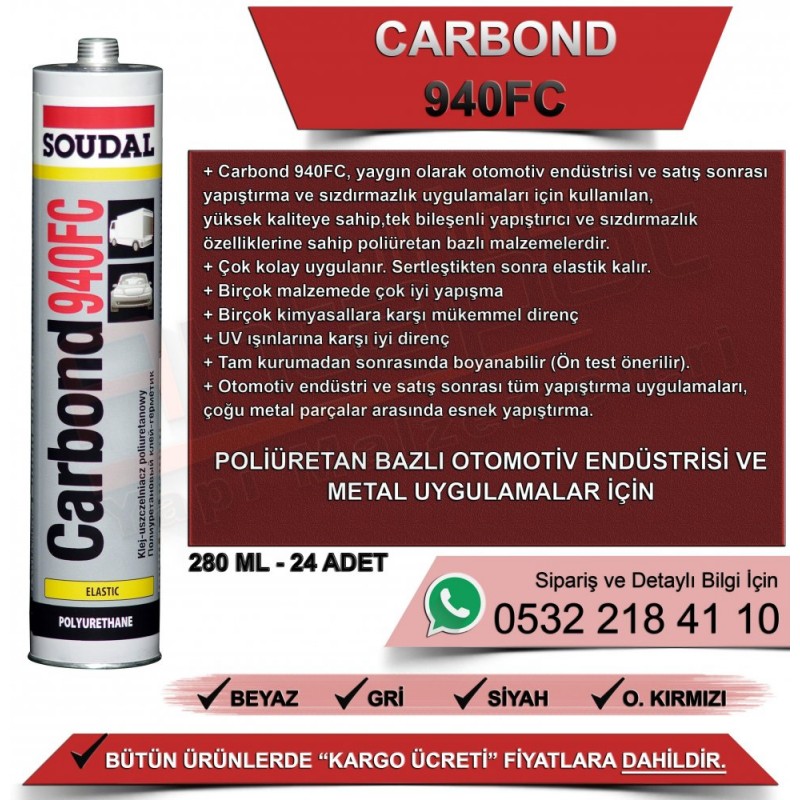 SOUDAL Carbond 940 FC Endüstriyel Hibrit Mastik (Oksit Kırmızı, 280ml)
