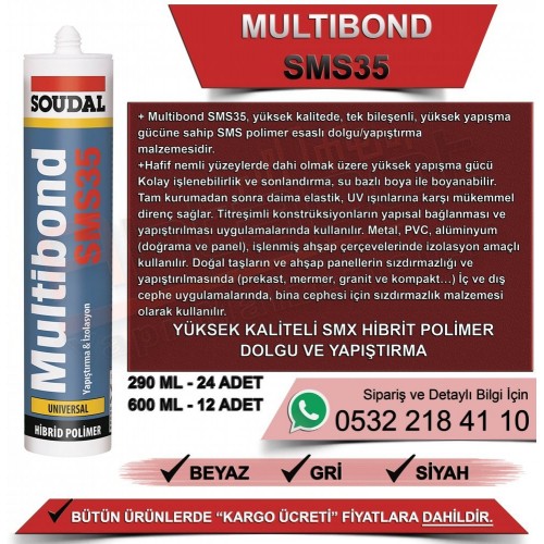 SOUDAL Multibond SMS 35 Hibrit Polimer Yapıştırıcı & Mastik (Beyaz, 290ml)