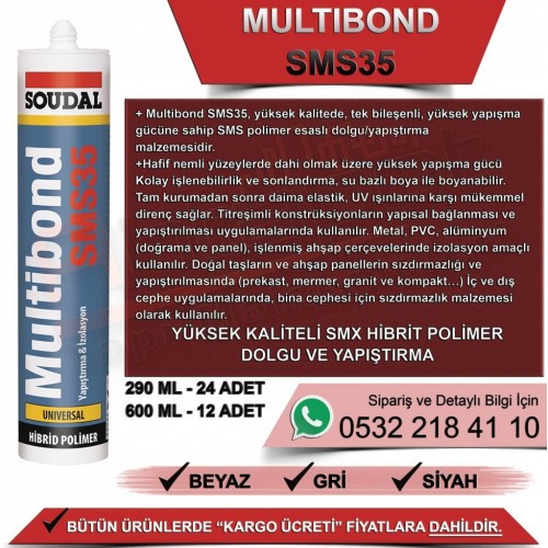SOUDAL Multibond SMS 35 Hibrit Polimer Yapıştırıcı & Mastik (Beyaz, 290ml)
