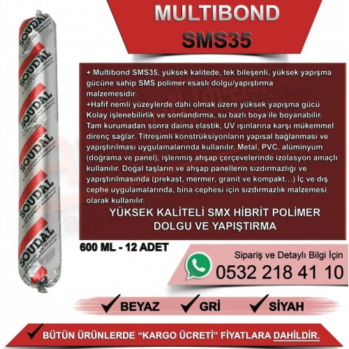 SOUDAL Multibond SMS 35 Hibrit Polimer Mastik (Beyaz Sosis, 600ml)
