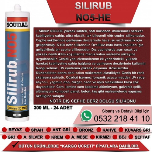 Soudal Silirub No5 Nötr İnşaat Silikonu Siyah 300 Ml (24 Adet)