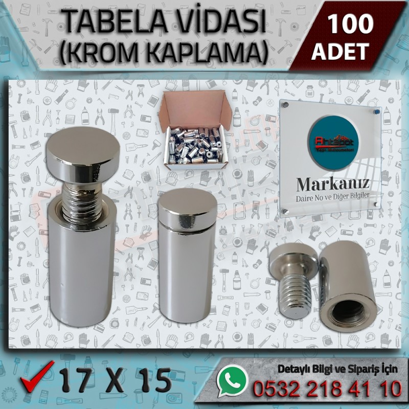 17x15 Pleksi Montaj Dekoratif Vida (100 Adet) - Tabela Vidası