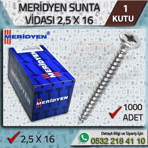 2,5x16 Sunta Vidası 1000 Adet | Meridyen