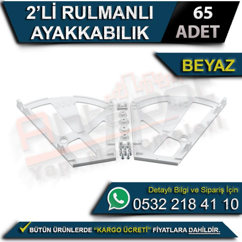 2’Li Rulmanlı Ayakkabılık Aparatı Beyaz (65 Adet) - Mobilya Ayakları