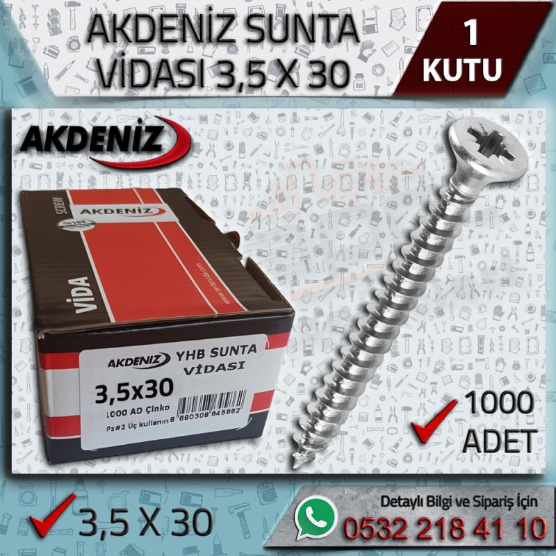 3,5x30 Sunta Vidası 1000 Adet | Akdeniz