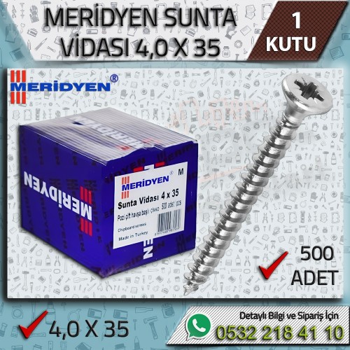 4,0x35 Sunta Vidası 500 Adet | Meridyen