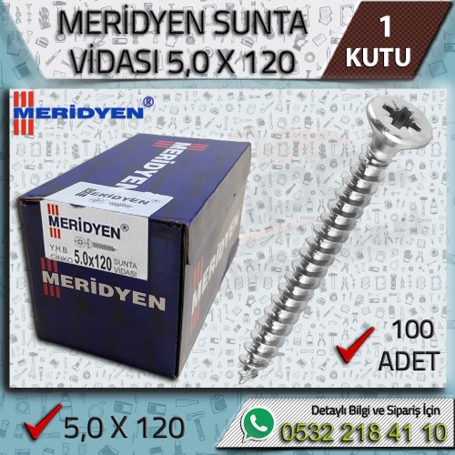 5,0x120 Sunta Vidası 100 Adet | Meridyen