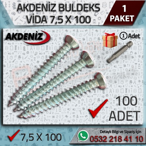 AKDENİZ Buldeks Vida 7,5x100 mm – 100 Adet”