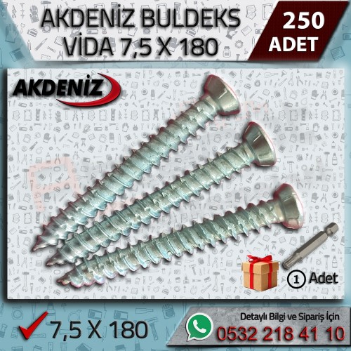 AKDENİZ Buldeks Vida 7,5x180 mm – 250 Adet