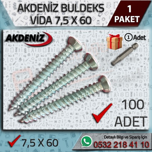 AKDENİZ Buldeks Vida 7,5x60 mm – 100 Adet