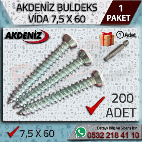 AKDENİZ Buldeks Vida 7,5x60 mm – 200 Adet
