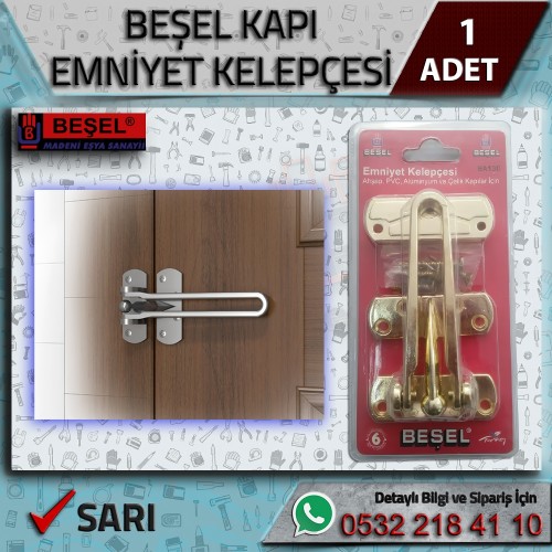 Ahşap Pvc Alüminyum Ve Çelik Kapılar Için Emniyet Kelepçesi SARI