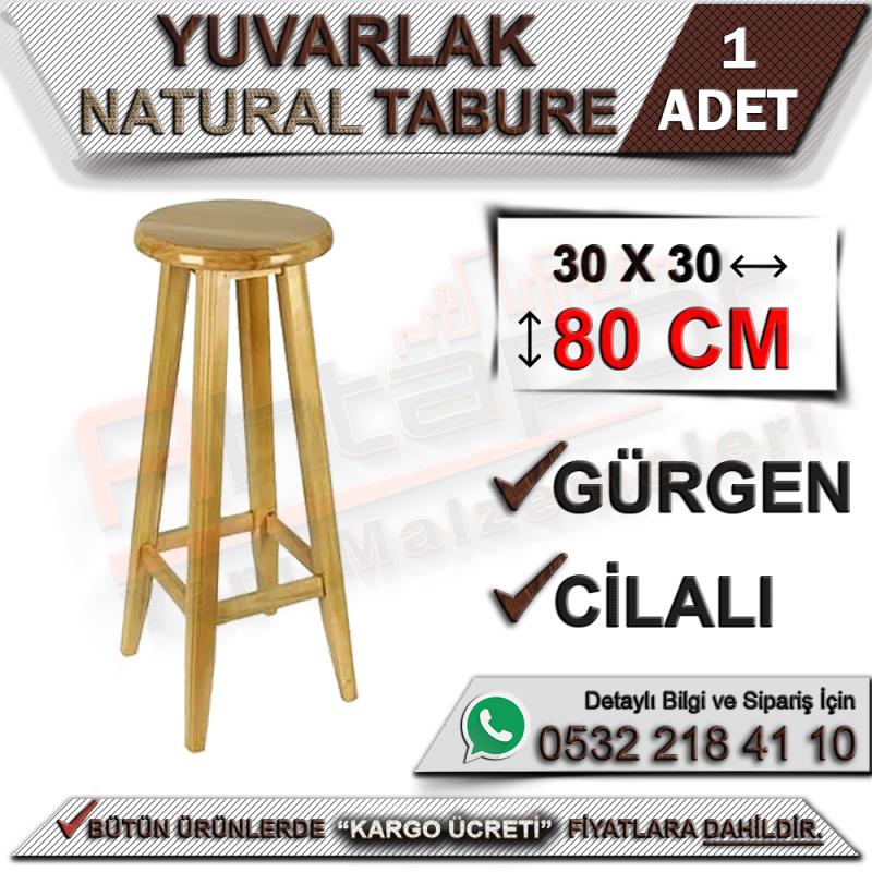 Ahşap Yuvarlak Naturel Tabure 80 Cm - Perakende Ürünler