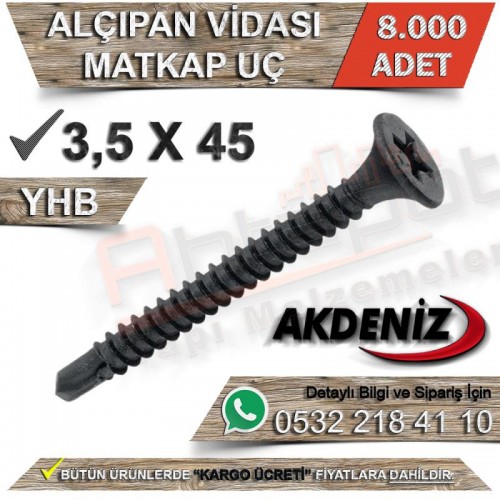 Akdeniz 3.5X45 Alçıpan Vidası Matkap Uç (8.000 Adet)