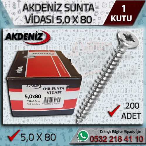 Akdeniz 5,0x80 Yapısal Sunta Vidası (200 Adet)