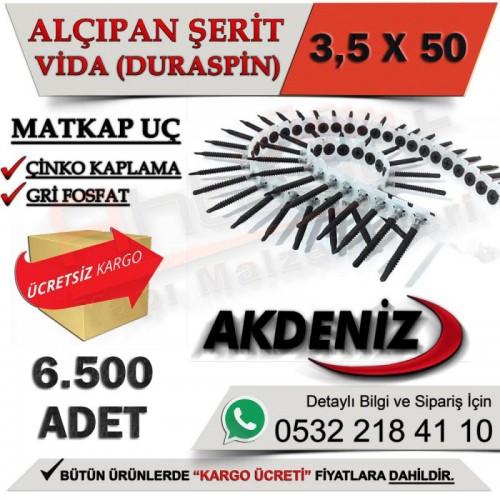 Akdeniz Alçıpan Vidası Matkap Uçlu 3,5X50 (6.500 Adet)