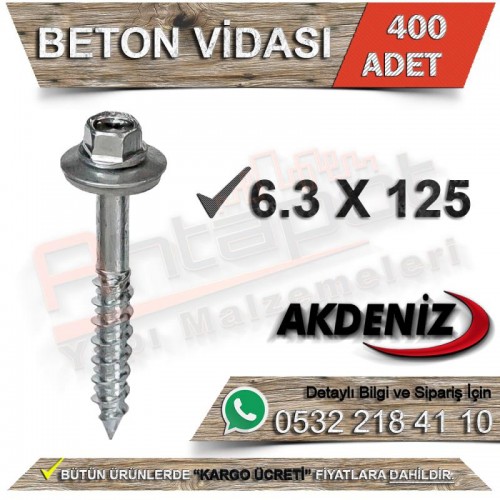 Akdeniz Beton Vidası 6,3X125 (400 Adet)