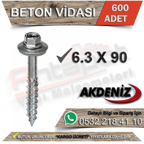 Akdeniz Beton Vidası 6,3X90 (600 Adet)
