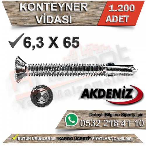 Akdeniz Konteyner Vidası 6,3X65 (1.200 Adet)