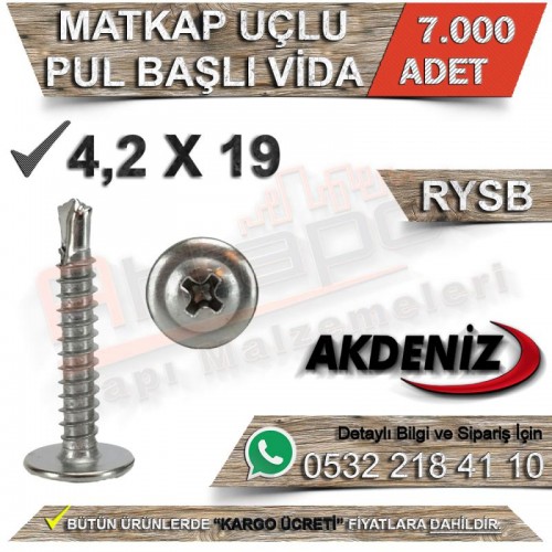 Akdeniz Matkap Uçlu Vida Rysb 4,2X19 (7.000 Adet)