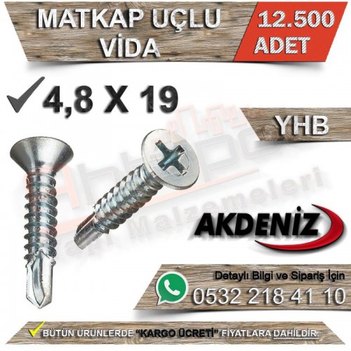 Akdeniz Matkap Uçlu Vida Yhb 4,8X19 (12.500 Adet)