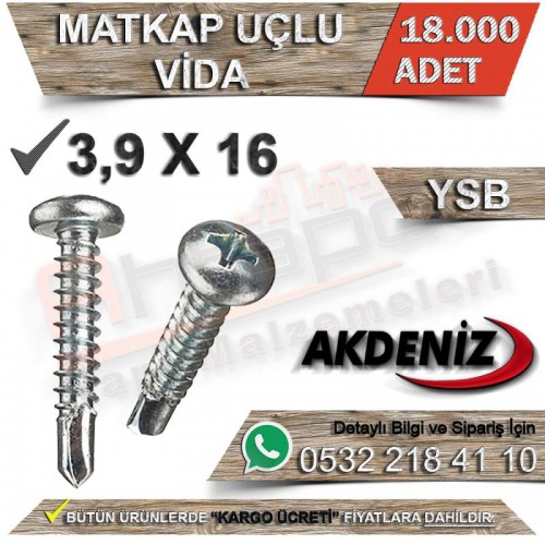 Akdeniz Matkap Uçlu Vida Ysb 3,9X16 (18.000 Adet)