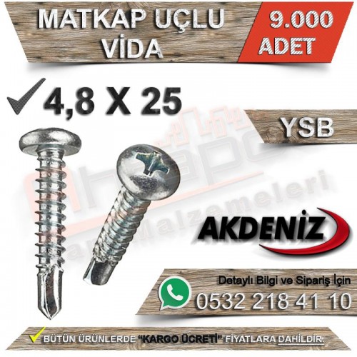 Akdeniz Matkap Uçlu Vida Ysb 4,8X25 (9.000 Adet)