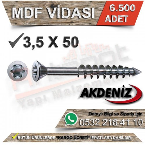 Akdeniz Mdf Vidası 3,5X50 (6.500 Adet)