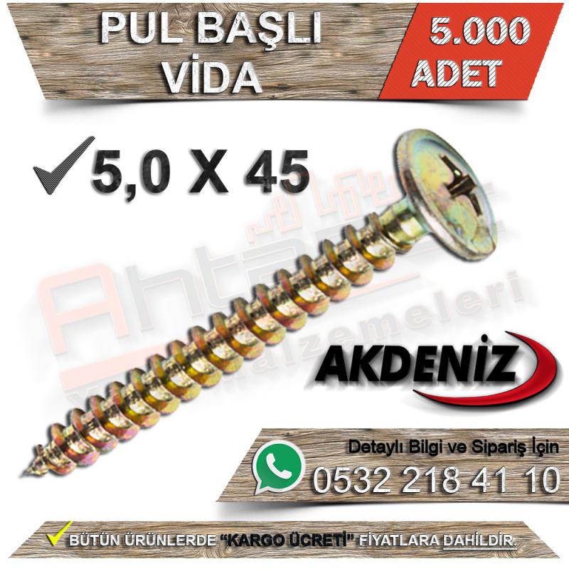 Akdeniz Pul Başlı Vida 5.0X45 (5.000 Adet) - Pul Başlı Vidalar