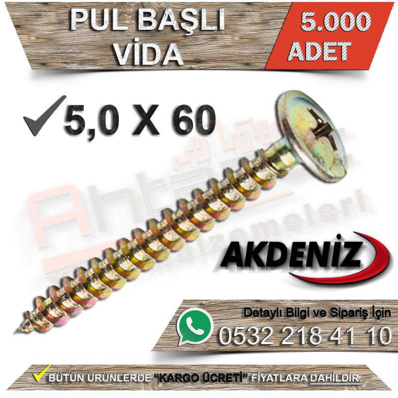 Akdeniz Pul Başlı Vida 5.0X60 (5.000 Adet) - Pul Başlı Vidalar