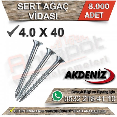 Akdeniz Sert Ağaç Vidası 4.0X40 (8.000 Adet)