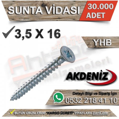 Akdeniz Sunta Vidası 3,5X16 (30.000 Adet)