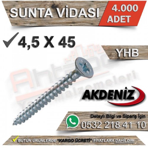 Akdeniz Sunta Vidası 4,5X45 (4.000 Adet)