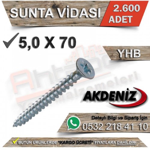 Akdeniz Sunta Vidası 5.0X70 (2.600 Adet)