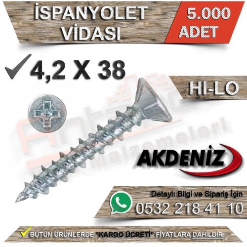 Akdeniz İspanyolet Vidası 4,2X38 (5.000 Adet)