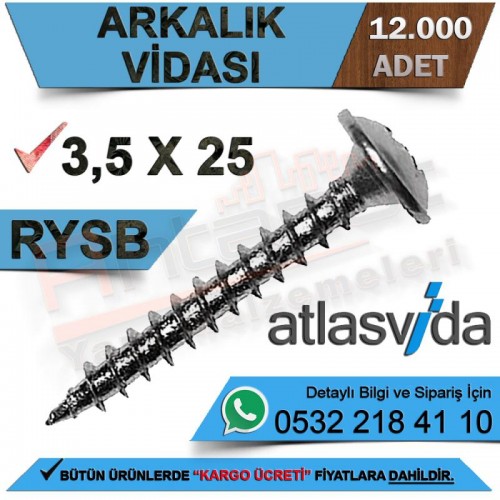Atlas Arkalık Vidası Rysb 3.5X25 (12.000 Adet)