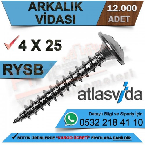Atlas Arkalık Vidası Rysb 4.0X25 (12.000 Adet)