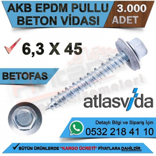 Atlas Beton Vidası 6,3X45 (3.000 Adet)