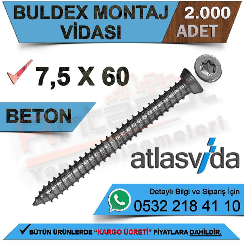 Atlas Buldex Montaj Vidası 7,5X60 (2.000 Adet) - Beton Vidaları - Buldex